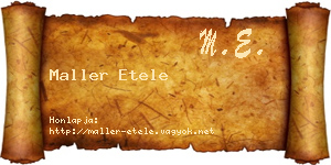Maller Etele névjegykártya